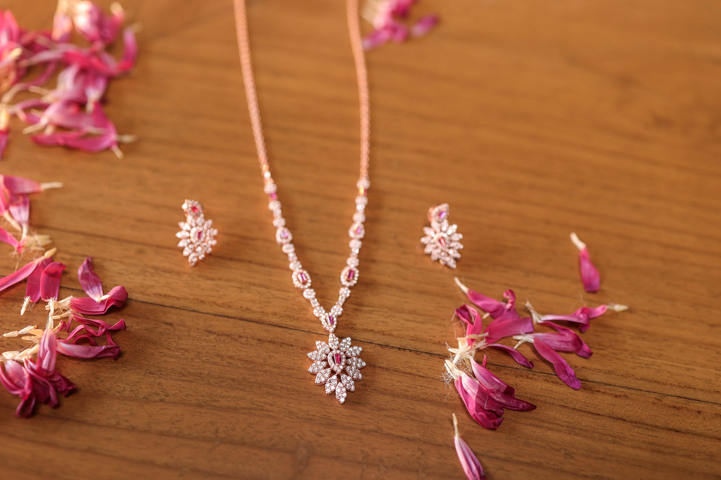 Pink stone teardrop set