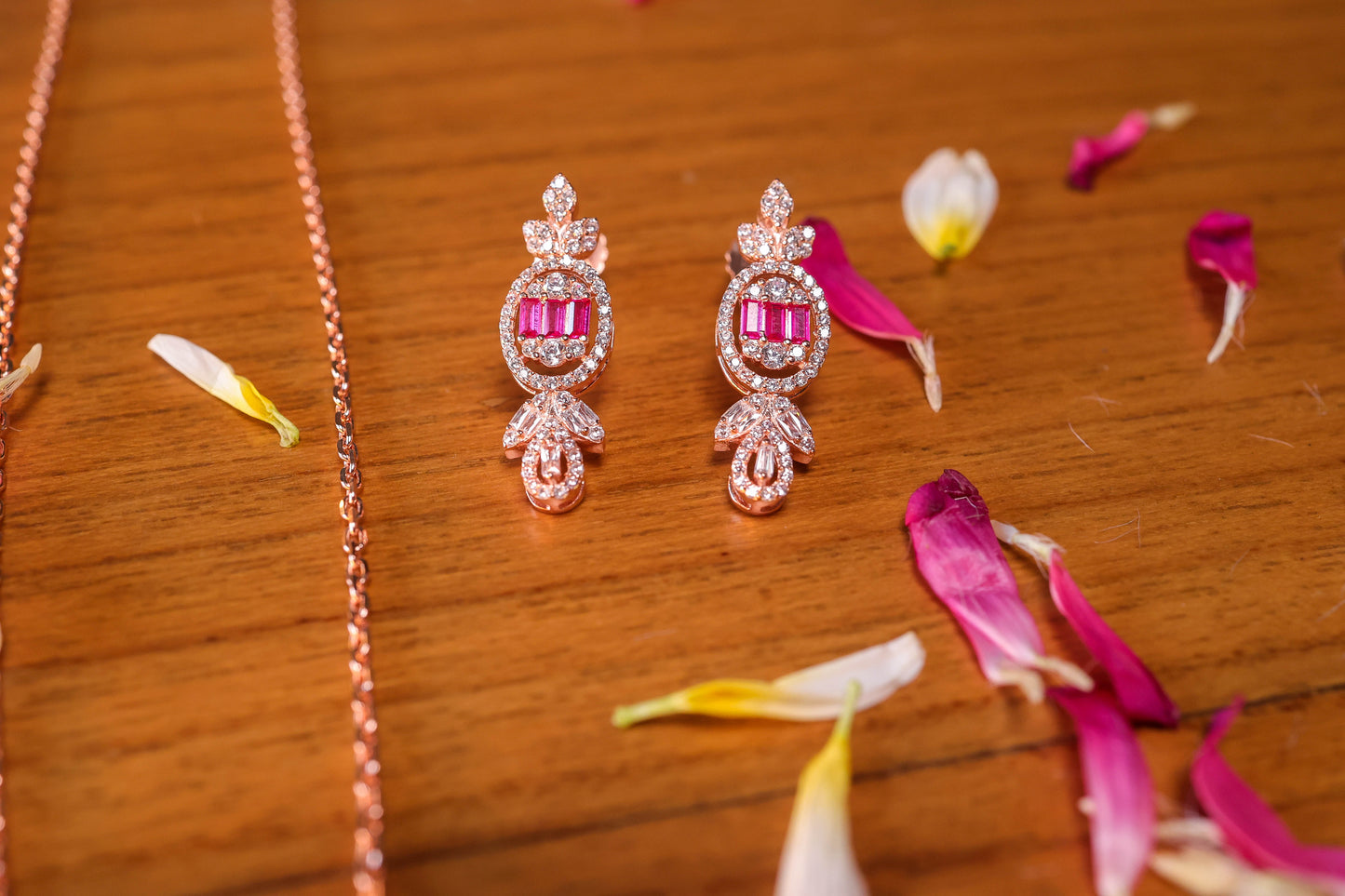 Pink stone oval shaped set