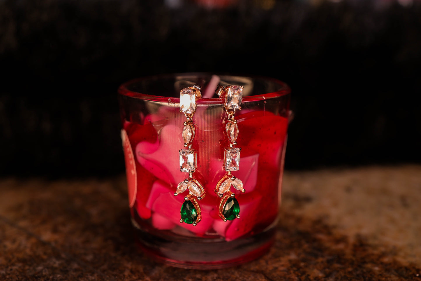 Blooming green stone earing