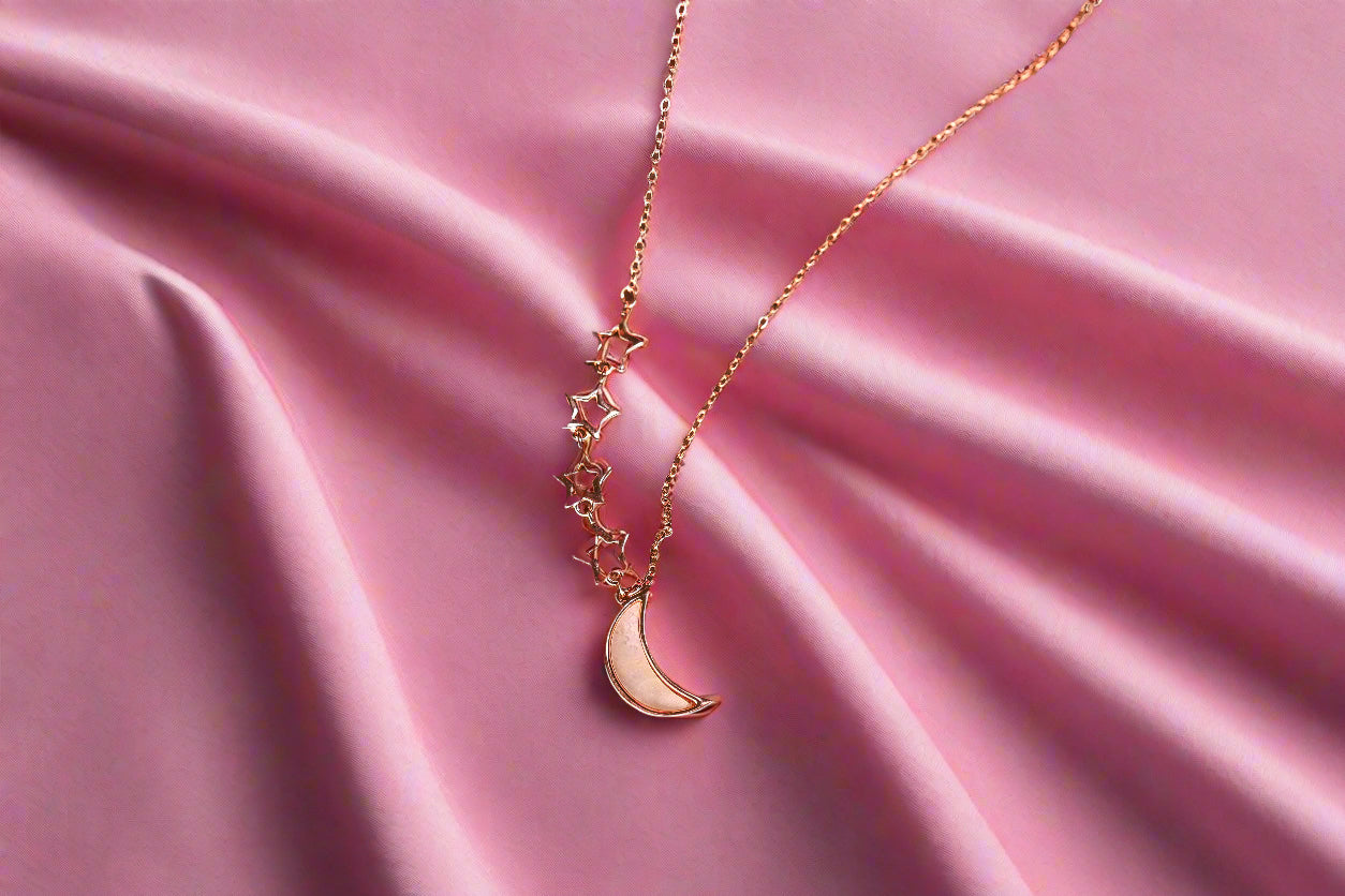 Reach for the stars and moon pendant and chain
