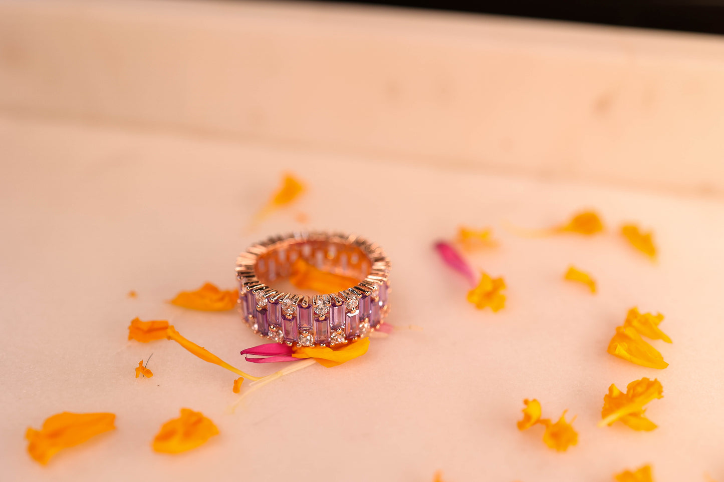 Lavender stone broad ring