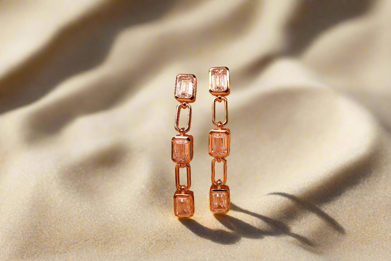 Rectangles and ovals stacked earings