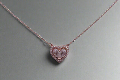 Heart stone pendant with chain