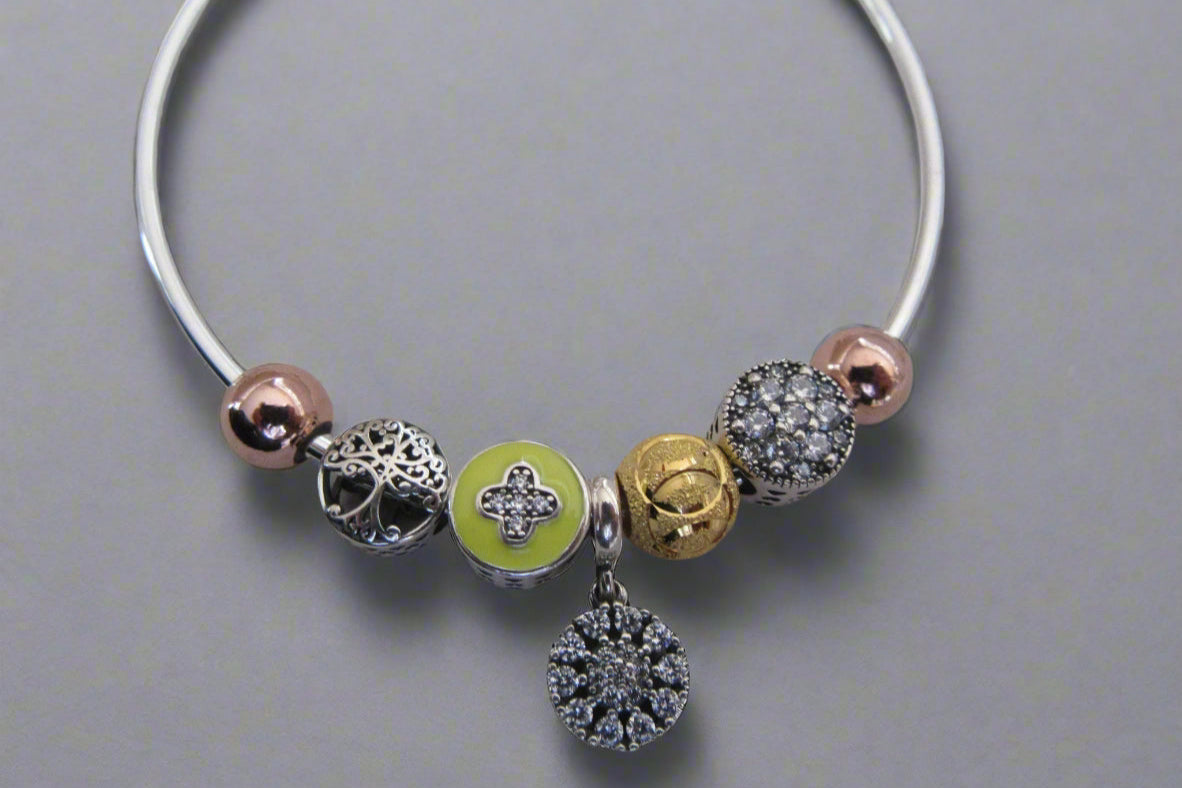 Yellow flower charm bracelet