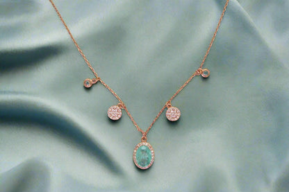 Green oval stone set