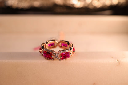 Pink stone and rose gold ring
