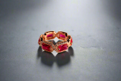 Pink stone and rose gold ring