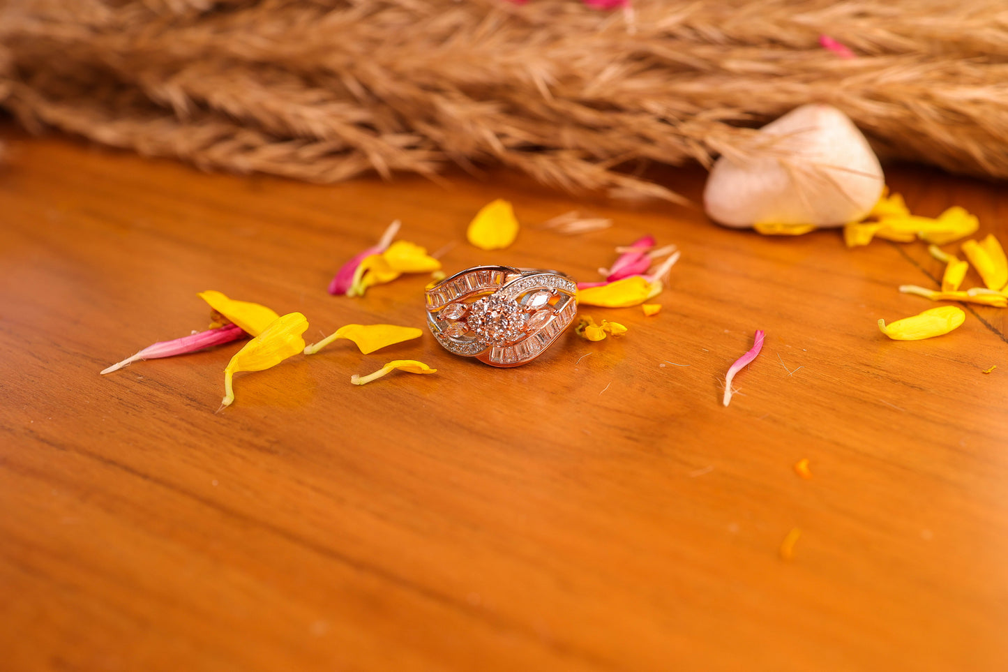 Silver and gold entangled ring